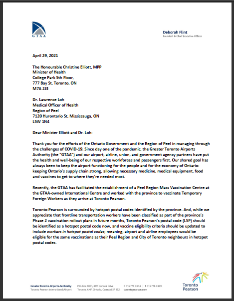 Letter To The Honourable Christine Elliott MPP Minister Of Health 