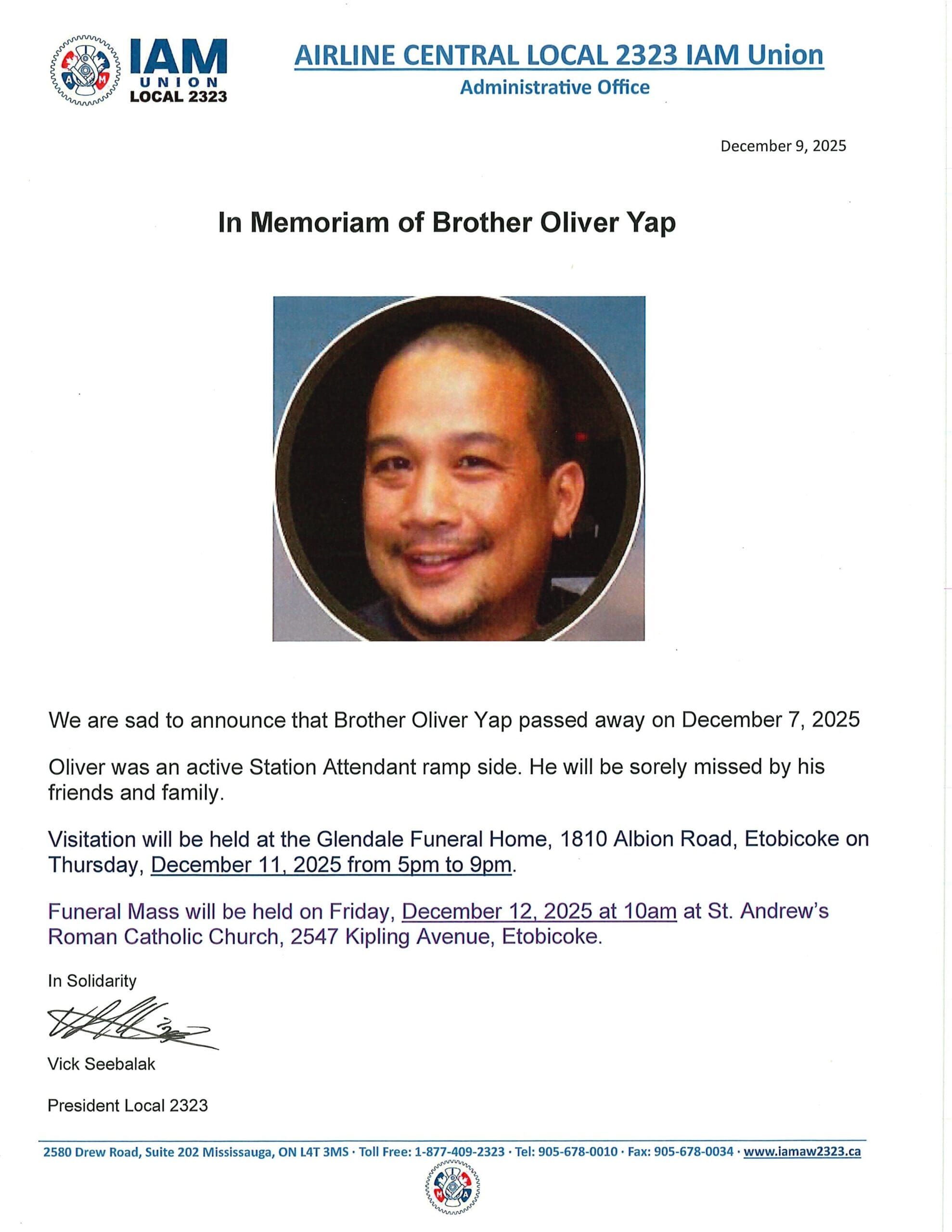 Death Notice for Oliver Yap