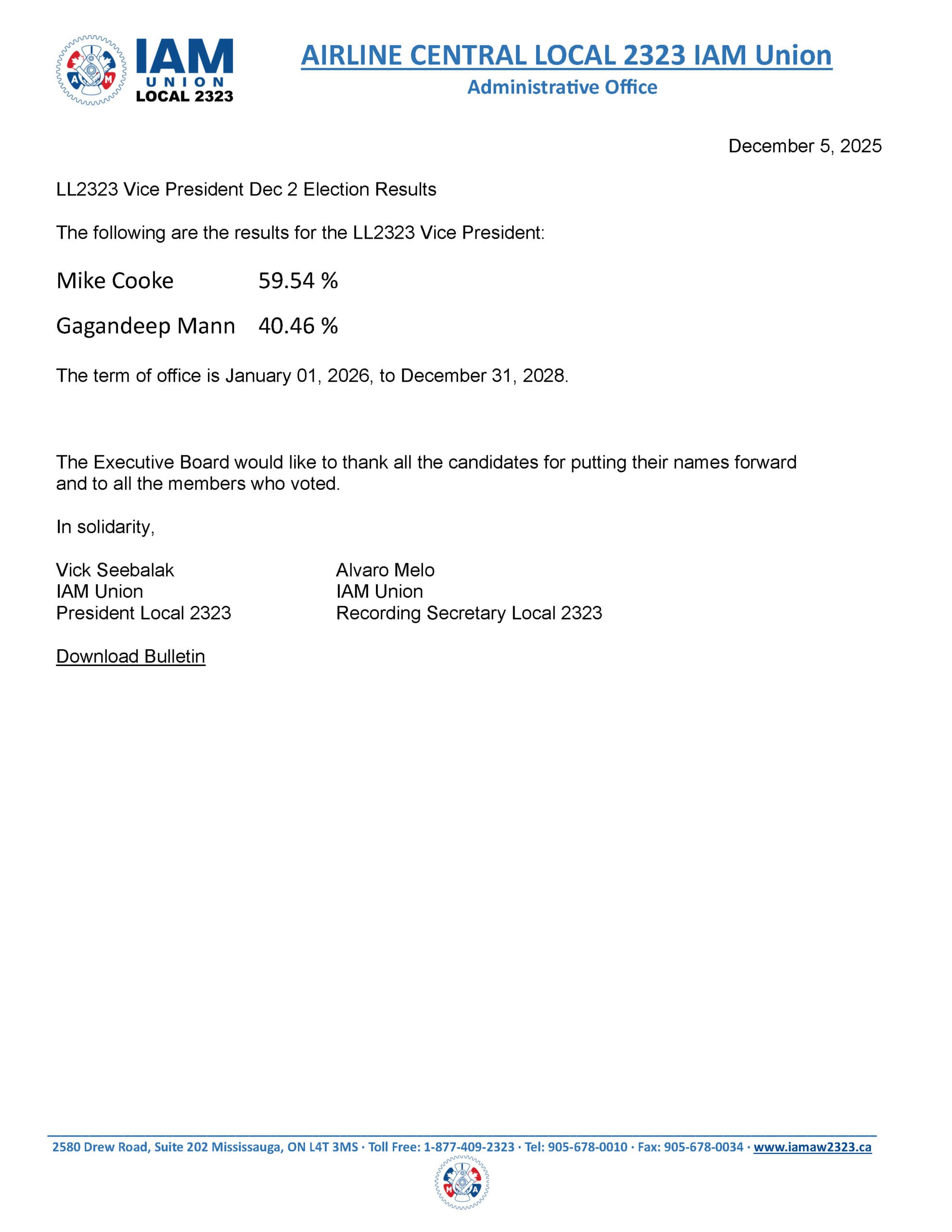 Vice President Results 2025