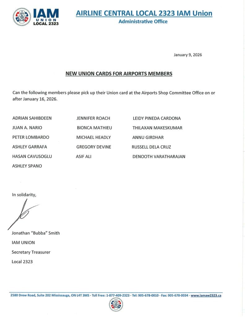 New Union Cards for Airports Members - 09-Jan-2026