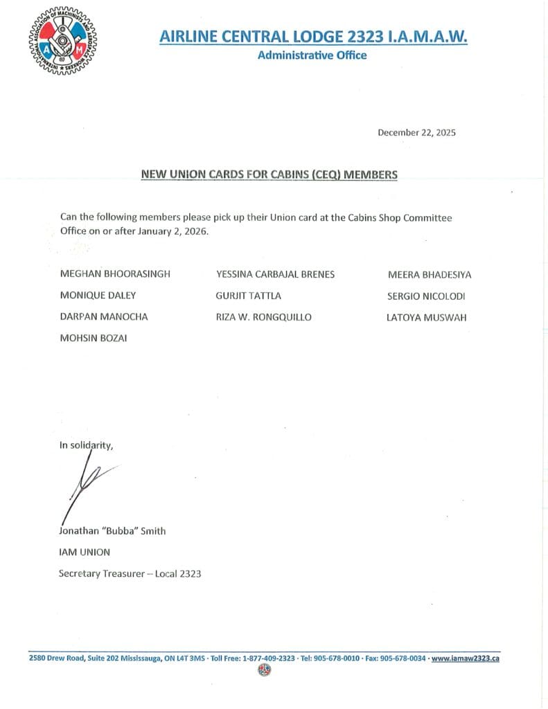 New Union Cards for Cabins (CEQ) Members