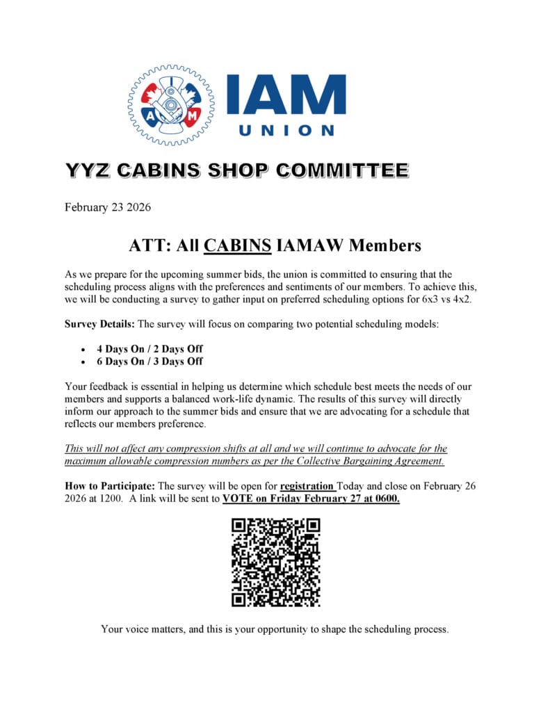 YYZ CABINS SUMMER BID SURVEY – 6x3 vs 4x2