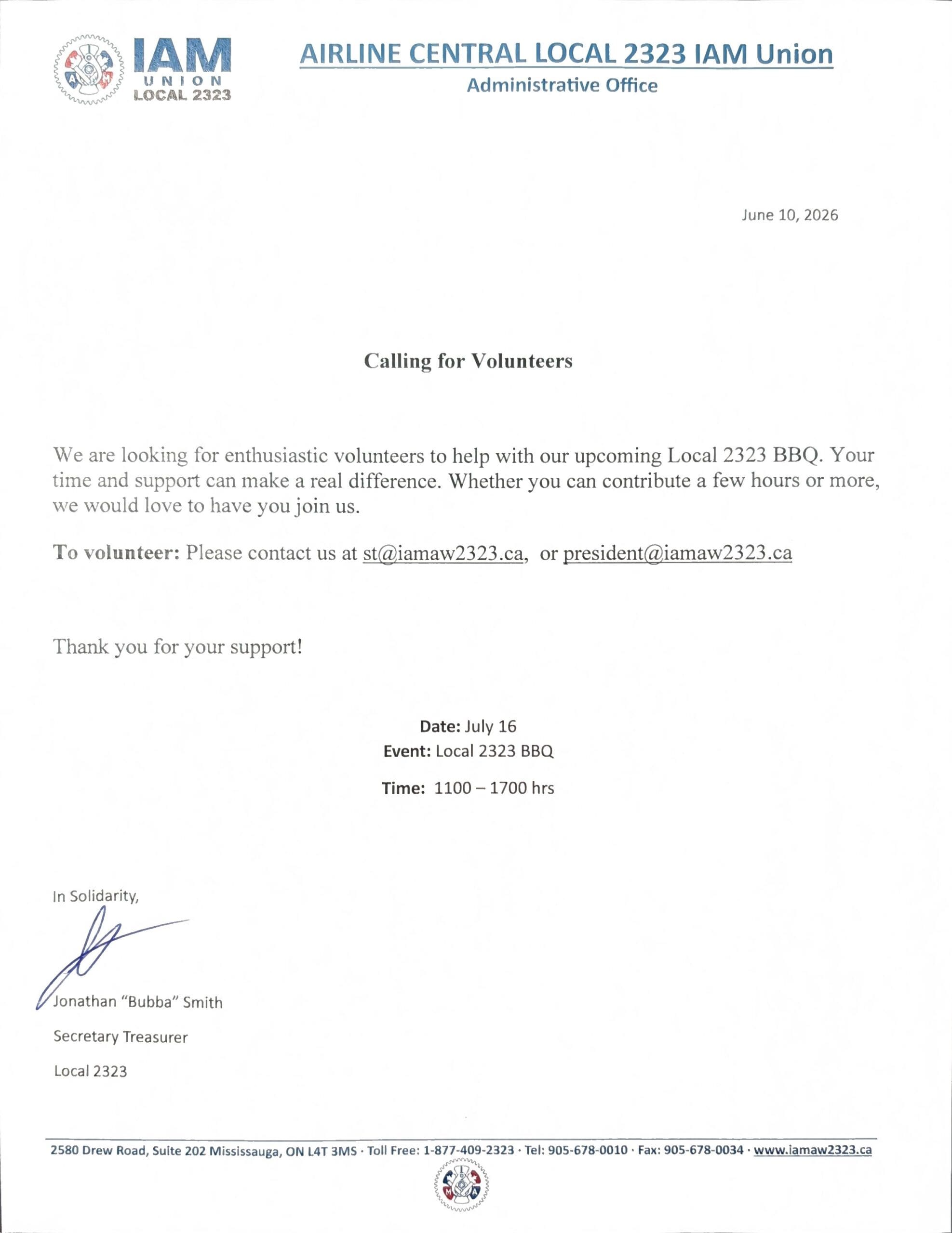 Calling for Volunteers – Local 2323 BBQ - 903967329148511